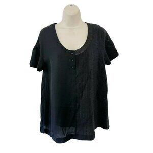 Alexander Wang Women's Sz 4 Black Silk Blend Bead Embellished Button Placket Top